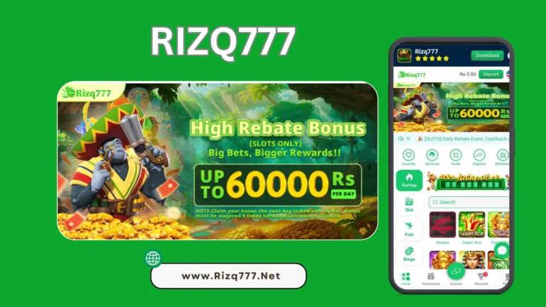 Rizq777 High Rebate Bonus up to 60,000 PKR for Slots