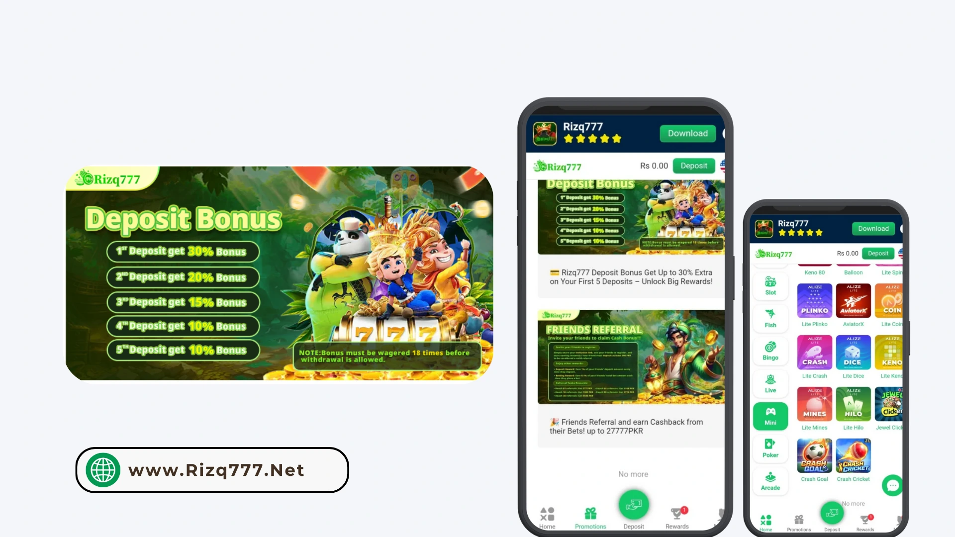 Rizq777 Deposit Bonus Offer for First Five Transactions